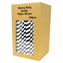 Heavy Duty Jumbo 10(Ø)mm paper Smoothie straw 350gsm, 230mm / BLACK