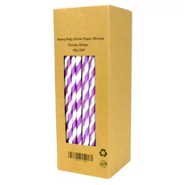 Heavy Duty 6(Ø)mm Paper Drinking Straws, 230mm / PURPLE