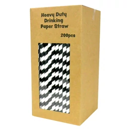 Heavy Duty 8(Ø)mm Paper Drinking Straws, 230mm _ BLACK