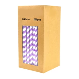 Heavy Duty 8(Ø)mm Paper Drinking Straws, 230mm _ PURPLE