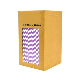 2400 Heavy Duty Jumbo 12(Ø)mm paper Smoothie _ BUBBLE TEA straw 350gsm, 230mm - PURPLE