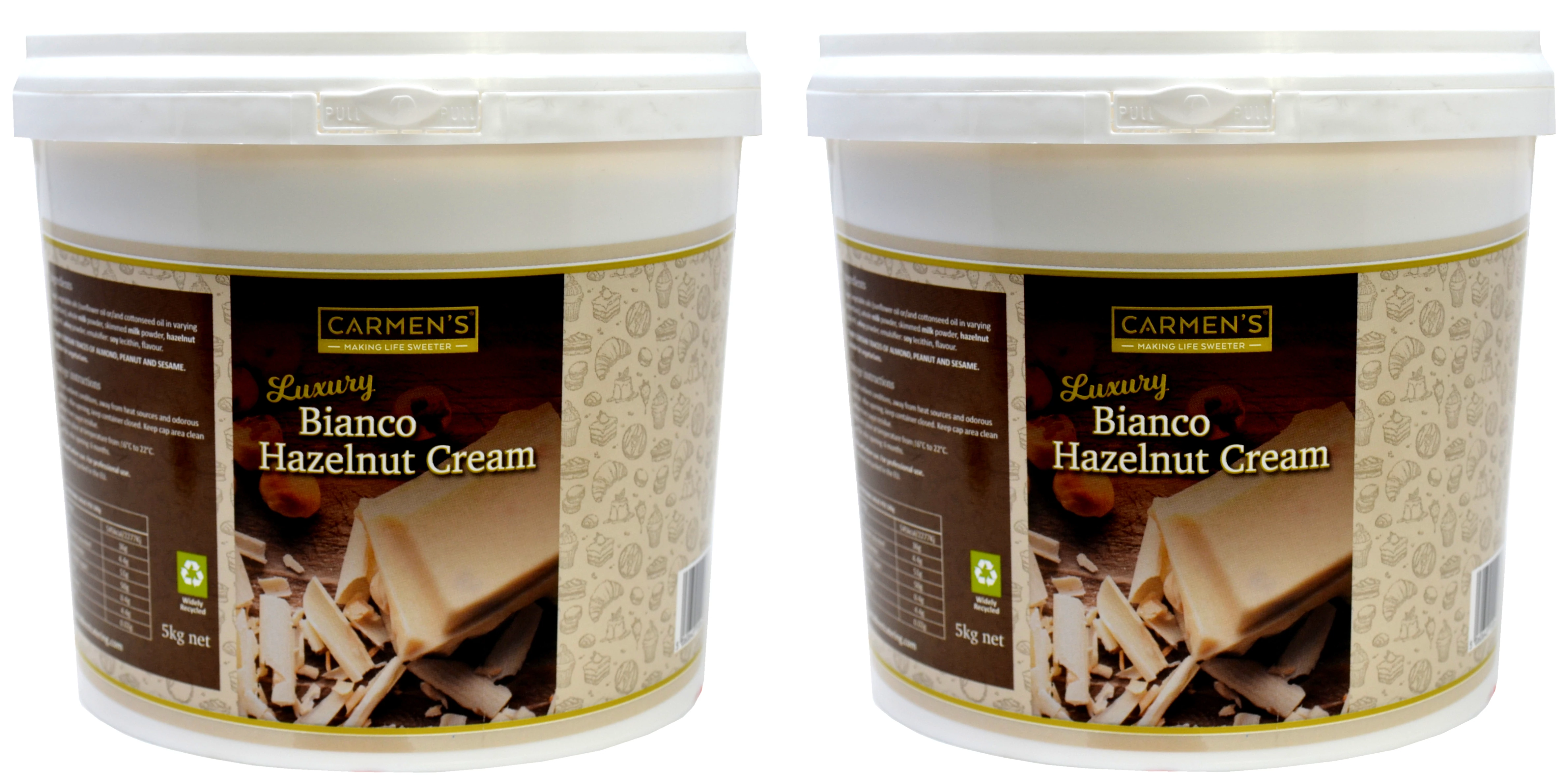 Carmen’s Luxury Bianco Hazelnut Cream Sauce (Kinder) 10kg for professional use